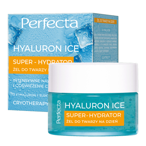 Perfecta Hyaluron Ice Krem-żel do twarzy na dzień 3x Hyaluron + Elektrolity, intensywne nawilżenie i odświeżenie cery