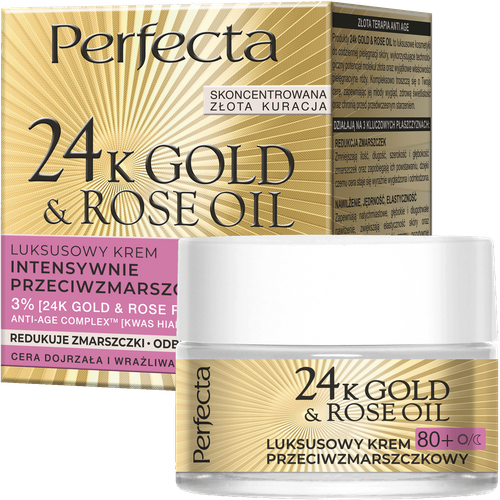 Perfecta 24K Gold&Rose Oil Luksusowy krem przeciwzmarszczkowy na dzień i na noc 80+